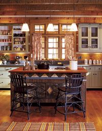 Log cabin kitchen.