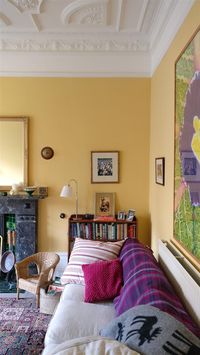 Walls in Yellow Ground, ceiling and woodwork in Wimborne White, floor in Charleston Gray.