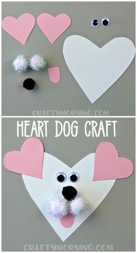 Here's an adorable heart shaped dog valentines day craft for the kids to make! Easy art project for valentines. (heart shaped animal craft)