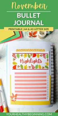 We're going everything included in the November Bullet Journal! This month's theme we're saying hello to some of our favourite woodland animals in a beautiful fall scenery. November features some classic fall leaves, woodland animals and so much more! In addition, this spread includes a cover page, weekly planner, mood chart, sleep chart, habit chart, highlight of the day, and so much more! Head over to Your Healthy Beginning to check out the full spread!