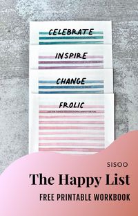 Are you obsessed with making lists like I am? Well now you can list your way to happiness with this free printable workbook that will help you reconnect with your most positive, peaceful, and happy self. Grab it totally free at sisoo.com.