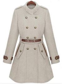 Elegent High Neck Long Sleeves Double Breasted Coat