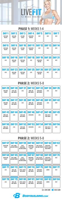 Jamie Eason's LiveFit Trainer - Your 12-Week Transformation Plan! As a fitness professional and Bodybuilding.com spokesmodel, I'm often asked how I get in shape. The answer? My very own LiveFit fitness plan, which will help you lose weight, build shapely muscle, and get fit for life!