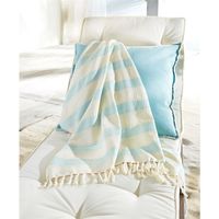 Aqua Chambray Striped Throw Blanket