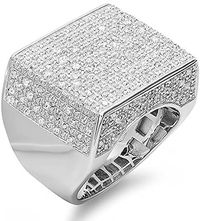 0.77 Carat (ctw) Sterling Silver Round Diamond Men’s Flashy Hip Hop Iced Ring. #ring #jewelry #SterlingSilver