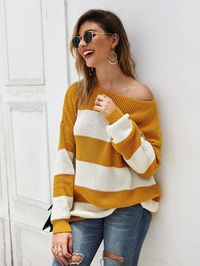 Ce pull en maille tendance et chic présente des rayures horizontales blanches, vertes et bleues. Coupe ajustée avec encolure ronde, épaules tombantes et manches extra larges. Coupe décontractée, coupe ample pour un confort et un style optimaux. Le pull de transition idéal pour rehausser votre garde-robe en automne! Coupe Relax Décolleté Manches longues Fabrication en maille extensible Pas de fermeture S M L XL Longueur 64cm 65cm 66.5cm 68cm 25.25" 25.5" 26.25" 26.75" Carrure 62cm 64cm 67cm 70cm