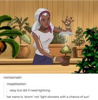 X-men - Storm watering plants. - I find this far too funny.
