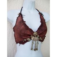 Reserved for K Fox -- Mahogany Gypsy Halter Bra -- tribal leather... ($245) ❤ liked on Polyvore