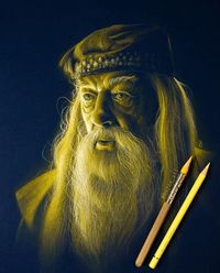 Professor Albus Dumbledore - Michael Gambon. Harry Potter and More Portrait Drawings. Click the image, for more art from Łukasz Andrzejczak.
