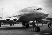 Comet Prototype 20th July 1949: The prototype of the de Havilland Comet turbo-jet airliner, built at Hatfield, Hertfordshire. It is a monoplane powered by 4 'ghost' engines expected to give a cruising speed of 500 mph.