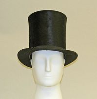 Top hat Date: 1851 Culture: American Medium: silk Dimensions: Length (CF-CB): 12 1/4 in. (31.1 cm) Height: 8 in. (20.3 cm)