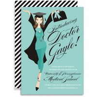 Doc Milo DM-DDIN-1232 5" x 7" Graduation Party Invitations: introducing doctor…(brunette) - Personalized, Price/Package of 10