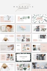 An elegant, fashionable & versatile presentation template. Magnolia design line has a soft, minimalist aesthetic that's both eye catching and professional. #powerpoint #presentation #slides