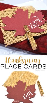 Thanksgiving Place Cards {Burlap & Glitter}