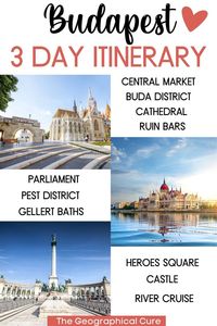 This is the ultimate 3 days in Budapest itinerary. It covers all the top attractions and best things to do and see in Budapest, whiv\ch is an amazing Central European city. If you have extra time, Budapest also makes a great base for day trips in area. And I give you 5 day trips from Budapest. Budapest is the perfect long weekend getaway in Europe. In this 3 day Budapest itinerary, you'll visit all the must see attractions, landmarks, and museums and the best places to visit in Budapest.