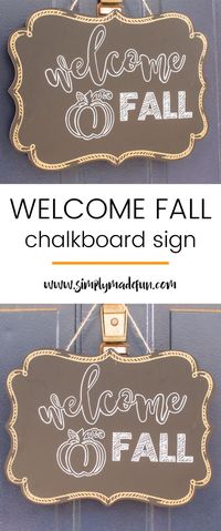 Make your own Fall sign in three easy steps! Grab your Silhouette machine, vinyl, and a chalkboard pen to make it happen.