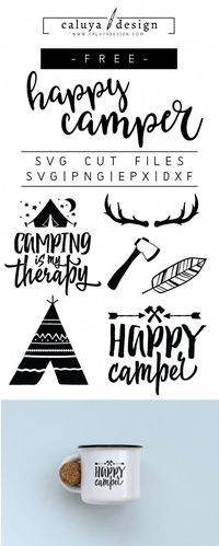 FREE happy camper SVG cut file, Printable vector clip art download. Free printable camp clip art. Compatible with Cameo Silhouette, Cricut explore and other major cutting machines. 100% for personal use, only $3 for commercial use. Perfect for DIY craft project with Cricut & Cameo Silhouette, card making, scrapbooking, making planner stickers, making vinyl decals, decorating t-shirts with HTV and more! Free SVG cut file, summer free SVG, happy camper free SVG cut file #craftprojects