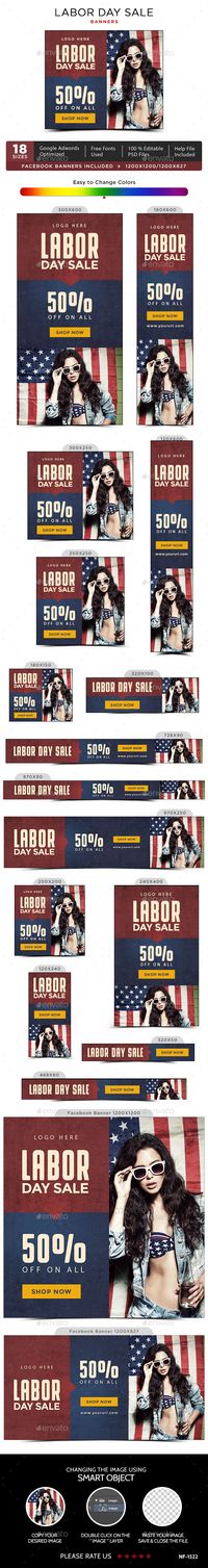 Labor Day Banners Design Template - Banners & Ads Web Element Template PSD. Download here: https://graphicriver.net/item/labor-day-banners/17710706?s_rank=33&ref=yinkira