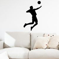 Volleyball Wall Sticker Decal - Male Player Hitter Silhouette Decoration - #1