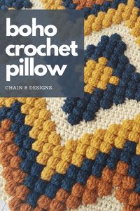 Add a touch of boho vibes to your home decor with this '70s inspired crochet pillow cover. The pillow is made with the bobble stitch which gives the pillow a great nubby texture. Customize the colors to fit any room in your house. Make one today!