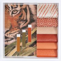 COLOR ALERT! @colorsells July 2022 trending color, Despertar, is an intense, vibrant, and highly saturated orange that is symbolic of the sun’s power and the rich life of the earth. - ARTE Silk Road Garden 72000 - KOROSEAL Shibori Chevron SG22-10 - ARTE L'Extase 60552 - KOROSEAL House of Tweed - HT21-03 - ARTE Facet 75307 - KOROSEAL Hexagon Grid 7422-61 - ARTE Cayenne 67422 - PANTONE 18-0940 TCX Golden Brown - PANTONE 18-0629 TCX Lizard - PANTONE 18-1250 TCX Bombay Brown