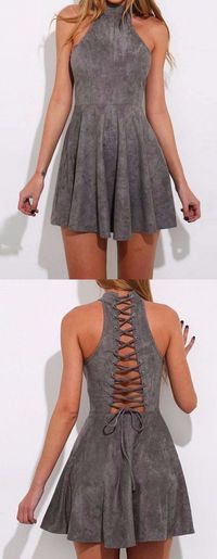 Unique A-Line High Neck Sleeeveless Short Homecoming Dress
