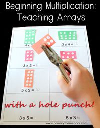 Multiplication arrays with a hole punch