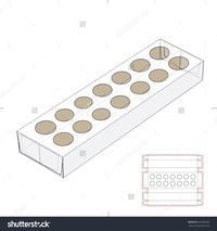 Long And Slim Tray Box For Cylindrical Products With Blueprint Template Stock Vector Illustration 445489585 : Shutterstock