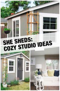 This sophisticated She Shed, installed by The Home Depot, is beautiful inside and out. What started as a standard shed was transformed into a cozy, comfortable backyard studio and quiet retreat. Get everything you need to start your cozy studio She Shed project at The Home Depot.