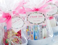 Darling party favors for a PJ party -- bowl, cereal, and milk.