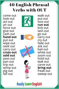 American English phrasal verbs with the word "out". #phrasalverbs #learnenglish #studyenglish #teachenglish #esl #ell #teachers #tutors