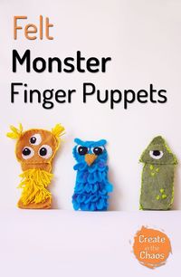 So cute and easy to make! Felt monster finger puppets with printable pattern www.createinthechaos.com