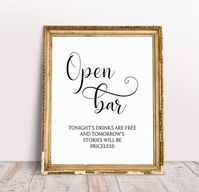 Open Bar, Wedding Signs, Open Bar Sign, Bar Signage, Wedding Bar Signs, Bar Sign For Wedding, Weddin
