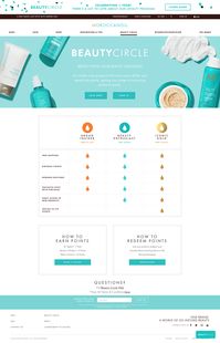 Moroccanoil keeps it simple with beautiful colors, a clear VIP table, and branded photography.
