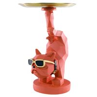 Product Description Items material : high quality resin, and metal tray Technology : handicrafts , coloring evenly Ornaments sculpt : cool dog , nordic style Option 1 : 1 piece bulldog statue, and 1 metal tray Option 2 : metal tray rack , 2 picecs suit, same as photo display Room decoration category : tabletop decoration Multifunction : room decoration, office, store, hotel, tabletop decoration , storage tray , candy dish , fruit dish