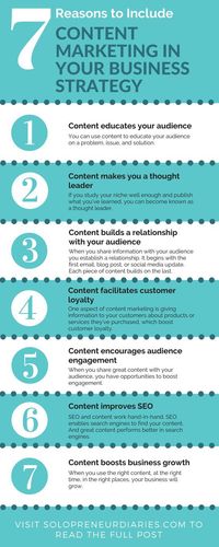 A good digital marketing strategy involves a great content strategy. See these 7 reasons why you should create content. | #contentmarketing #infographic #planning