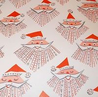Vtg christmas wrapping paper gift wrap mid century atomic age santa