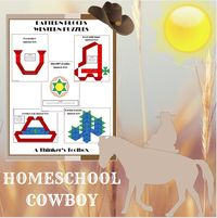 Incorporate fine motor skills, math, and writing with these engaging Cowboy Western Pattern Block Puzzles and Worksheets. *ALL of these puzzles are to scale and will fit on 8.5 by 11 sized printer paper/mats. The Western Puzzles are a cowboy hat, horseshoe, boot with spur, cactus, and sheriff's badge. Each puzzle has an easy puzzle and a more challenging puzzle as well as a fun fact. The easy puzzles only have the outline and are better suited for 1st, 2nd and 3rd Graders. You can even use the a