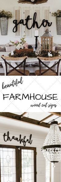 Feather and Birch Shop {Etsy} || These words are perfect for your mantel, kitchen, living room, or on your porch or patio. Stained, painted or unfinished for a wonderful look. GORGEOUS signs, perfect for any home. Farmhouse signs, farmhouse home decor, fa