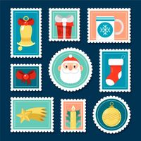 Christmas stamp collection in flat desig... | Free Vector #Freepik #freevector #christmas #merry-christmas #design #stamp