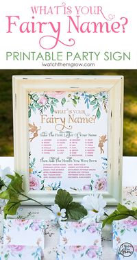 What is your fairy name? Such a fun fairy party printable! #fairyparty #partyprintable #fairyname