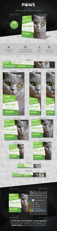 Paws - Pet Store PSD Banner Template - Banners & Ads Web Elements Download here : https://graphicriver.net/item/paws-pet-store-psd-banner-template/19271056?s_rank=68&ref=Al-fatih