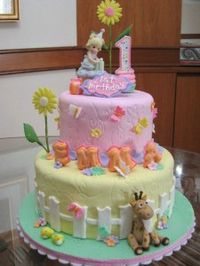 Emma's Garden Party Cake with precious moments cake topper