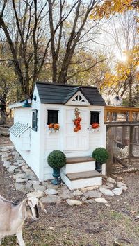 Lana Stenner on Instagram: "Super cheap DIY coop from repurposed materials. Let’s do it! Do you have an old kid’s playhouse or wooden swing set? More details in the upcoming part 2 reel. 🛠 We also have a free Start Raising Chickens video course. The link is in my bio. It is Chick Days nationwide, and the short videos cover best backyard breeds, buying birds and brooder set up. 🐣 Cheers to fresh eggs friends! Lana XO💛 #gracefilledhomestead #chickencoop #backyardfarm #chickencoops #chicken
