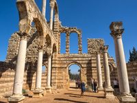 Large palace at the Umayyad archeological site at Anjar, in the Beqaa Valley in Lebanon, which was established at the beginning of the 8th century.