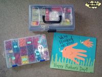 Hooked on you Father'd Day gift - candy tackle box, hand print fish and tackle box