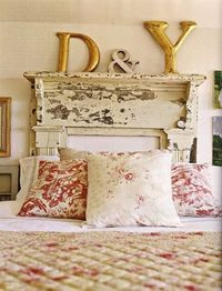 This is such a great idea to use an old mantle as a headboard! www.rehouseny.com