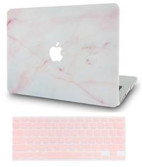 Macbook Case with US Keyboard Cover Package | Marble Collection - Pink Marble