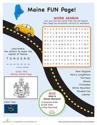 Worksheets: Maine Fun Facts