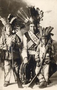 Wisconsin Ho-Chunk (Winnebago) Indians Foster DeCorah and sons. Foster and son Robert served in Co. D of the 128th Infantry and were killed in WWI.